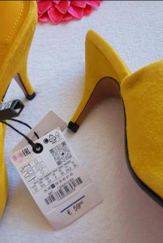 Zapatos Zara Piel Destalonados Amarillo