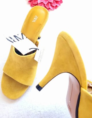 Zapatos Zara Piel Destalonados Amarillo