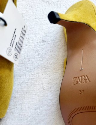 Zapatos Zara Piel Destalonados Amarillo