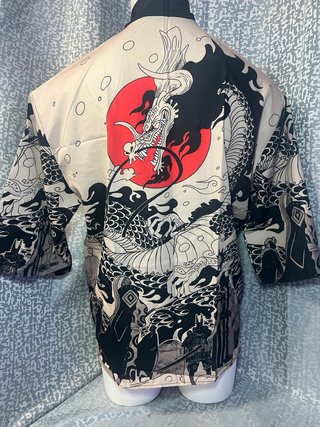 Kimono estilo japonés con dragón, talla L