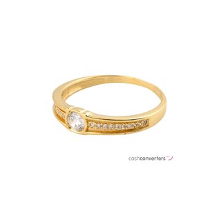 anillo oro 18k con piedra con circonita