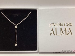 collar plata 925mm con piedra con perla 23cm