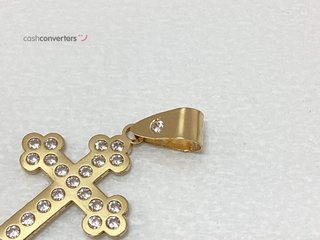 crucifijo oro 18k con piedra con circonita