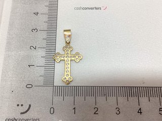 crucifijo oro 18k con piedra con circonita