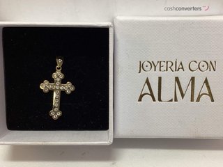 crucifijo oro 18k con piedra con circonita