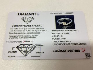 anillo plata 925mm con piedra con diamante de laboratorio