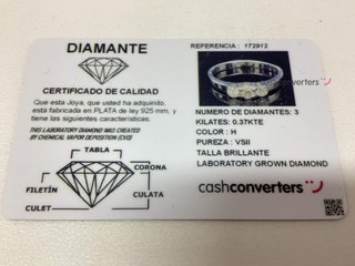 anillo plata 925mm con piedra con diamante de laboratorio