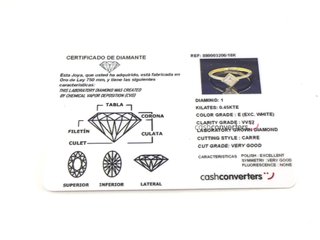 sortija oro 18k con piedra con diamante de laboratorio