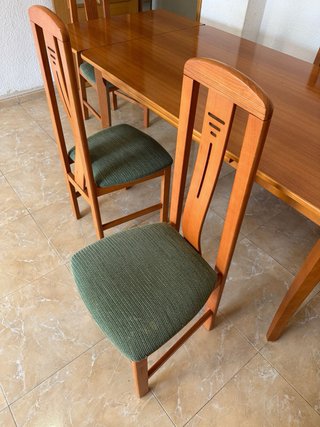 Mesa comedor extensible madera y 6 sillas