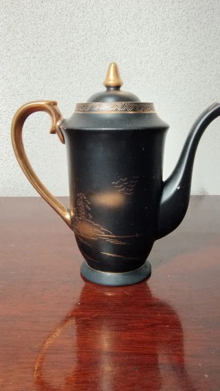 Antiguo juego de café japonés pintado a mano 1960