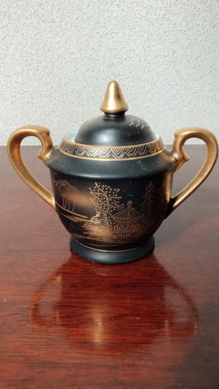 Antiguo juego de café japonés pintado a mano 1960