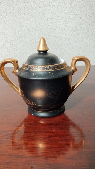Antiguo juego de café japonés pintado a mano 1960