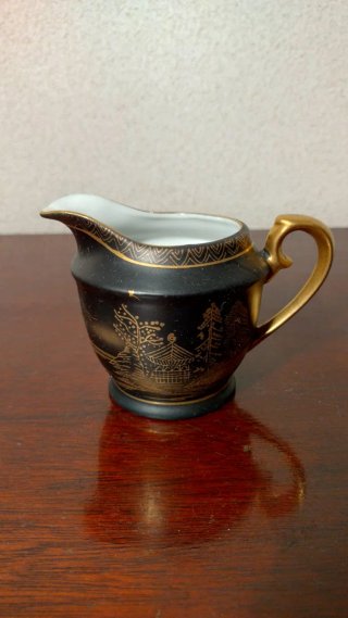 Antiguo juego de café japonés pintado a mano 1960