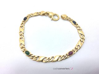 pulsera oro 18k con piedra con esmeralda,rubi,zafiro