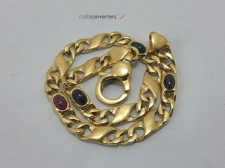 pulsera oro 18k con piedra con esmeralda,rubi,zafiro