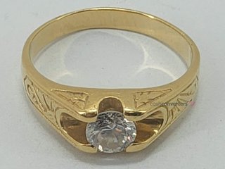 anillo oro 18k con piedra con circonita