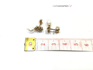 pendientes oro 18k con piedra con perla