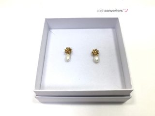 pendientes oro 18k con piedra con perla