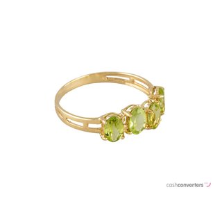 anillo oro 18k con piedra con olivina t. 18 (18,47 mm)