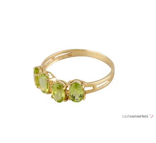 anillo oro 18k con piedra con olivina t. 18 (18,47 mm)
