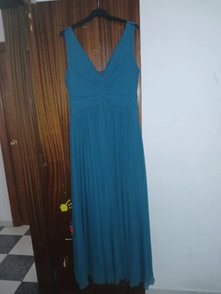 Vestido largo fiesta comunión bautizo verde azulad