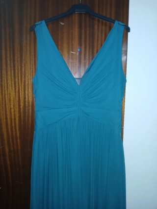 Vestido largo fiesta comunión bautizo verde azulad