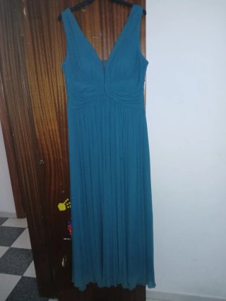 Vestido largo fiesta comunión bautizo verde azulad
