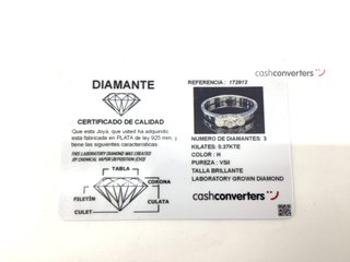 anillo plata 925mm con piedra con diamante de laboratorio