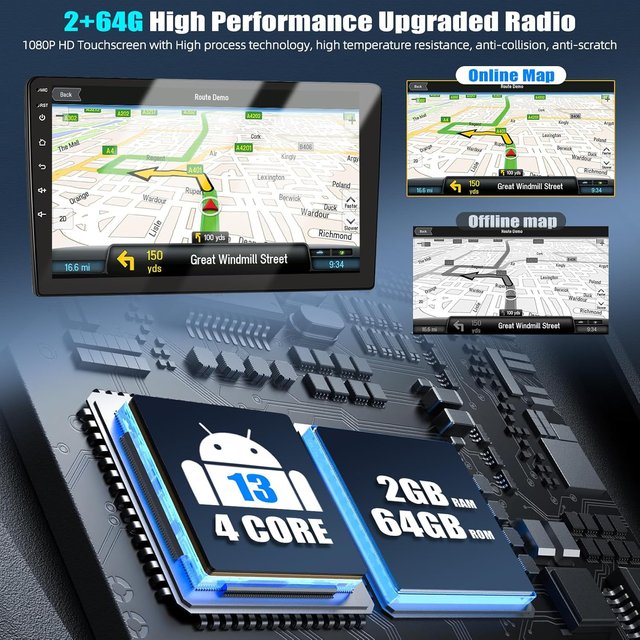 Radio Android 13 2+64GB CarPlay Toyota Auris
