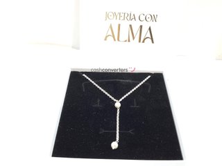 collar plata 925mm con piedra con perla 23cm