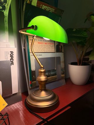 Lámpara Banquero Verde y Dorada
