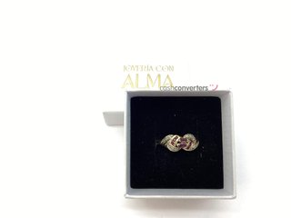 anillo oro 18k con piedra con diamante,rubi