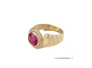 sello oro 18k con piedra con circonita