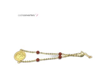 pulsera oro 18k con piedra con coral