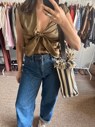 Bolso de rafia con rayas