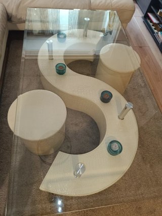 Mesa de centro moderna cristal y madera