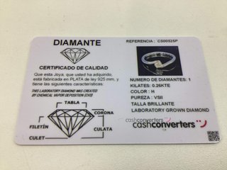 anillo plata 925mm con piedra con diamante de laboratorio