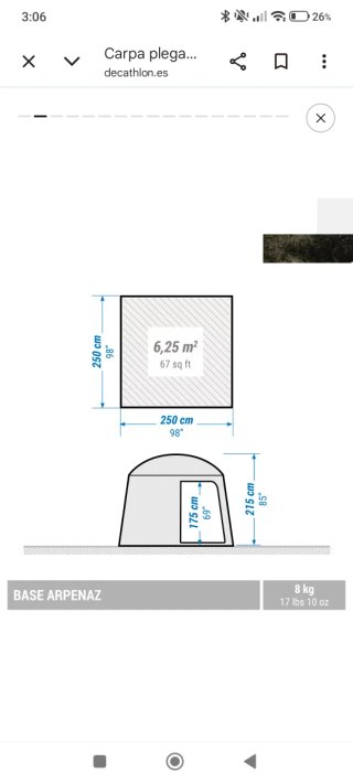 Carpa Avance Camper Decathlon Azul/Gris