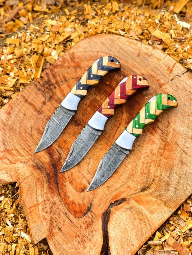 Cuchillos Damasco Artesanales Set 3