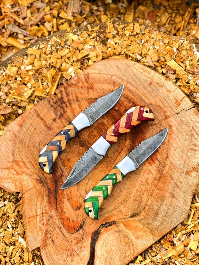 Cuchillos Damasco Artesanales Set 3