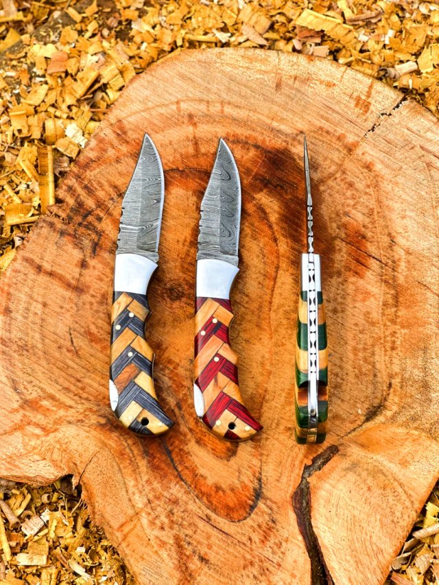 Cuchillos Damasco Artesanales Set 3