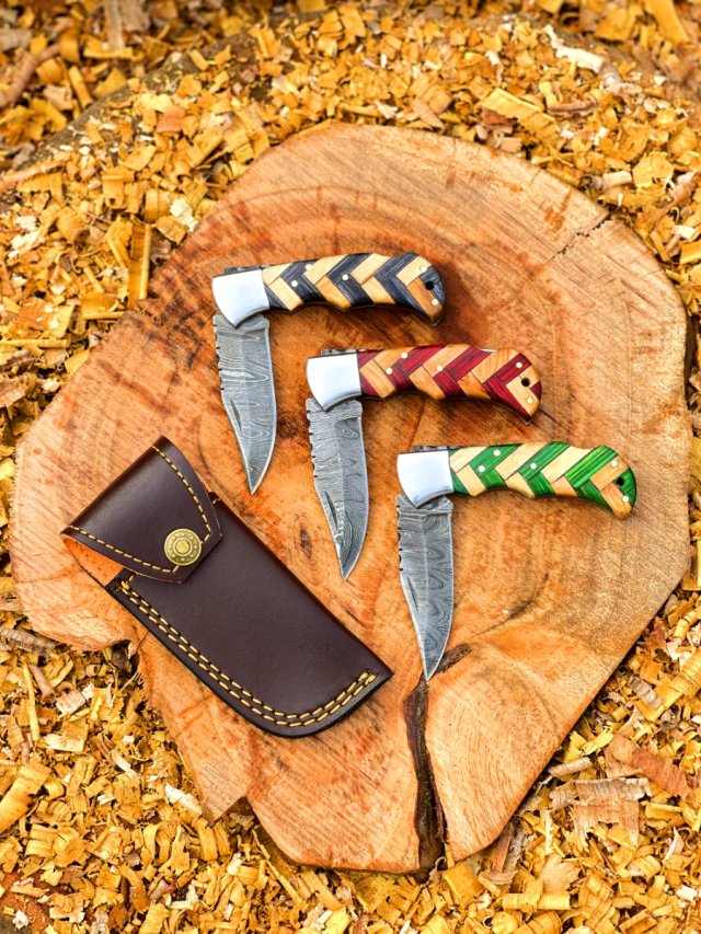 Cuchillos Damasco Artesanales Set 3