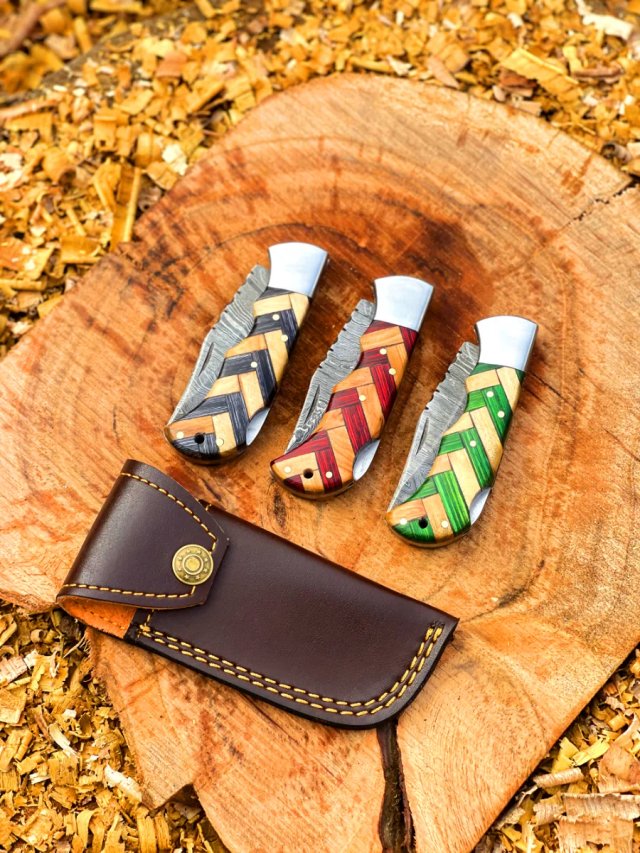 Cuchillos Damasco Artesanales Set 3