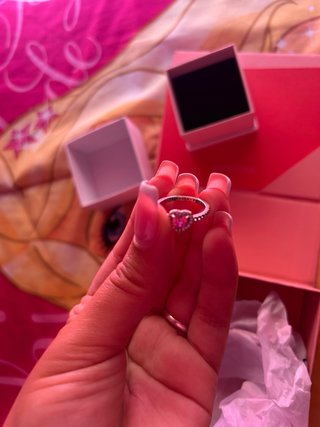 Anillo Pandora Corazón Rosa y Plata