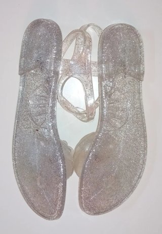 Sandalias transparentes con purpurina Sin estrenar