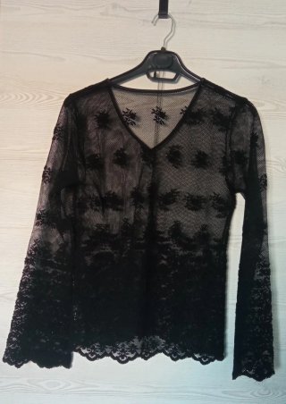 Como Nueva ‼️  Jersey Negro Encaje Semitransparent