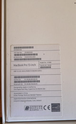 MacBook Pro 13 2018 16GB RAM Touch Bar