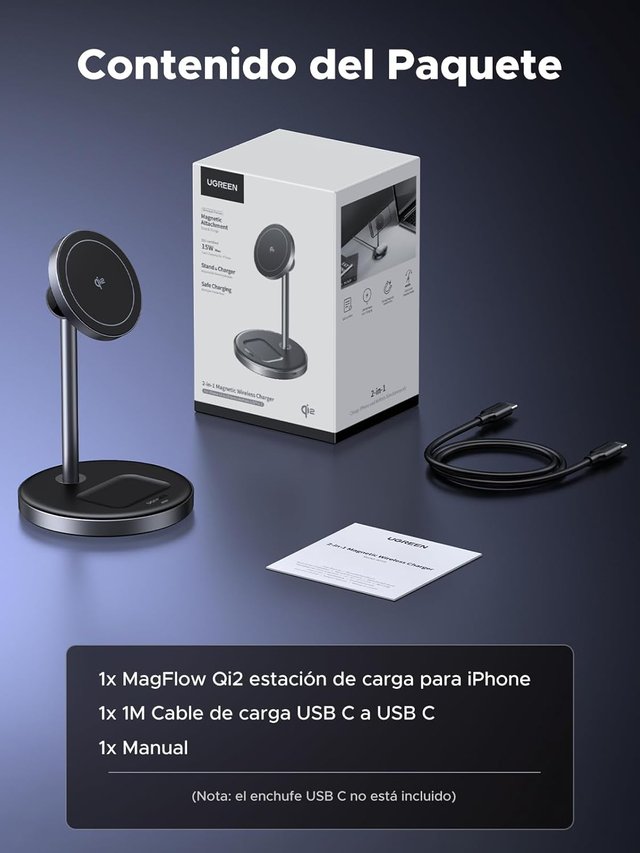UGREEN MagFlow Qi2 Cargador Magsafe