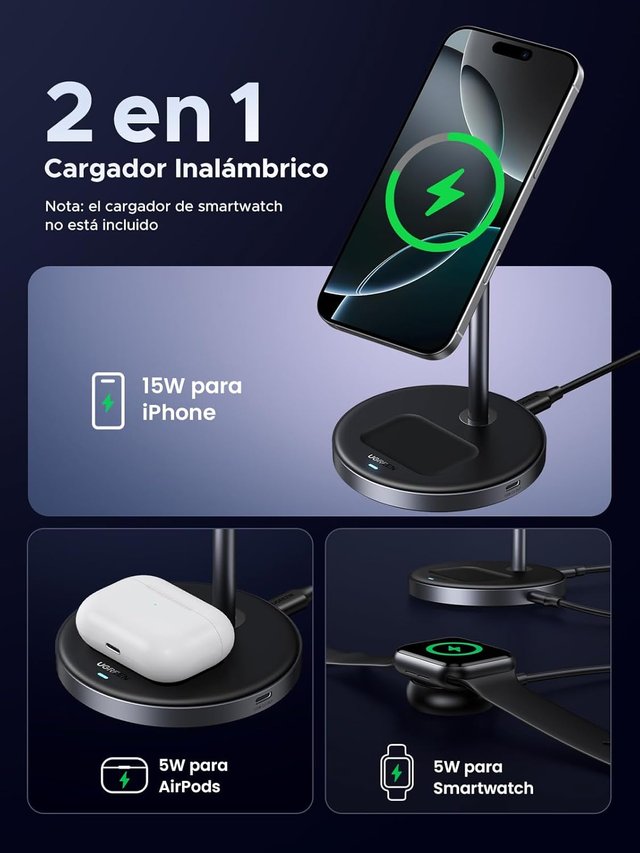 UGREEN MagFlow Qi2 Cargador Magsafe
