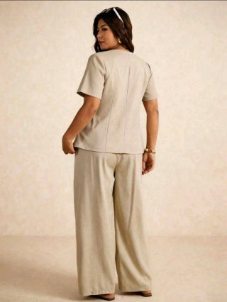 Traje de chaqueta y pantalón beige